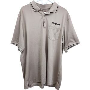 SNAP-ON Tools Men's Athletic Polo Shirt Short Sleeve Pocket Tan Beige SZ 2XL
